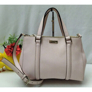 Kate Spade Newbury Lane Loden Pink Crossgrain Leather Satchel Shoulder Bag